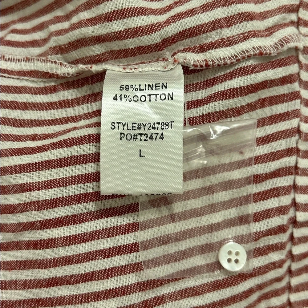 Tuckernuck Red Stripe Linen Kennedi Blouse Size Large Boxy Preppy - Picture 13 of 14